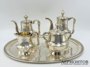 Сервиз в Неорусском стиль. Россия, 1882 год. Серебро 84 пробы, кость.