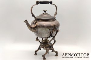 Чайник, бульотка на основании в виде веточек. Серебрение. Франция, Christofle, 1900е