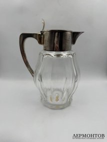 Кувшин для напитков. Серебро 800 пробы, хрусталь, Bruckmann, Германия, 1910–1920 годы