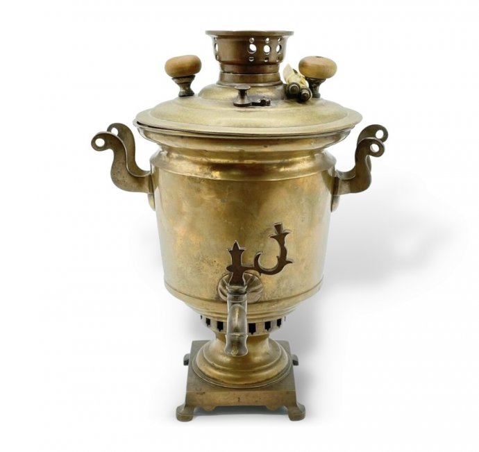Самовар. Россия, Тула, Алекс. Маликов, 19 век. Латунь.