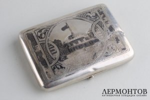 Портсигар Сенатский дворец. Серебро, чернь. Российская империя, Назаров, нач. ХХ в