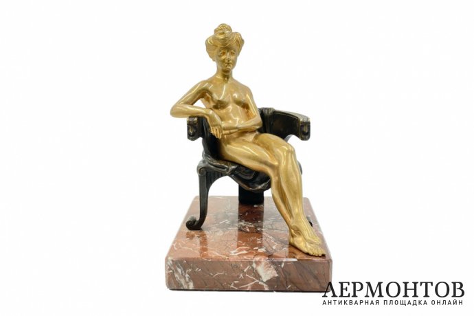 Скульптура Девушка в кресле в стиле Модерн. Германия, Берлин. A. Reimann, 1900-е гг