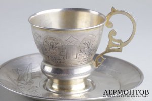 Чайная пара. Серебро 84 пробы. Российская империя.