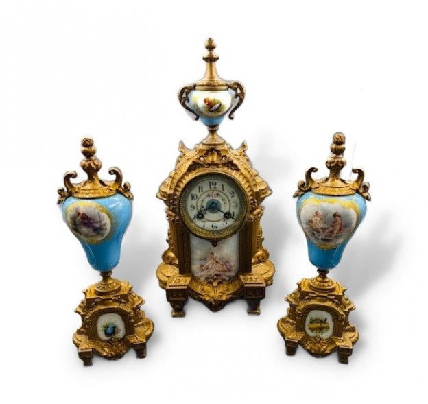 Каминные часы с парными канделябрами. Japy Frères, Франция, 1880–1890 годы