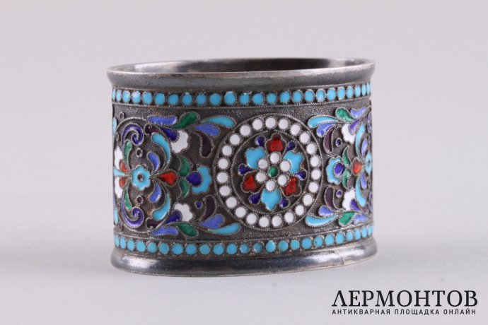 Салфеточное кольцо. Серебро 84 пробы, эмаль. Российская империя, Зверев Н., 1908-14