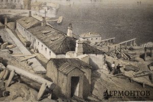 Литография. Адмиралтейство в Севастополе. Крымская война. У. Симпсон. Лондон, 1855 г.
