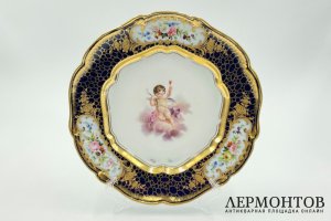 Тарелка Амур. Россия, ИФЗ, период Николая I, 1830-1850-е гг. Фарфор, роспись.