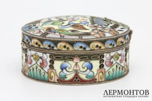 Шкатулка. Эмаль, серебро 84 пробы. Россия, Москва, 1908-1917.
