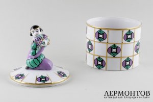 Шкатулка круглая art deco. Фарфор, роспись. Германия, Hutschenreuther, 1926 г.