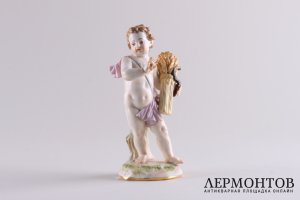 Аллегория осени. Херувим с серпом и снопом. Германия, Мейсенская мануфактура, XIX век