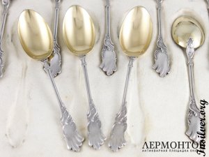 Набор ложек рококо Gross. Серебро 950. Франция