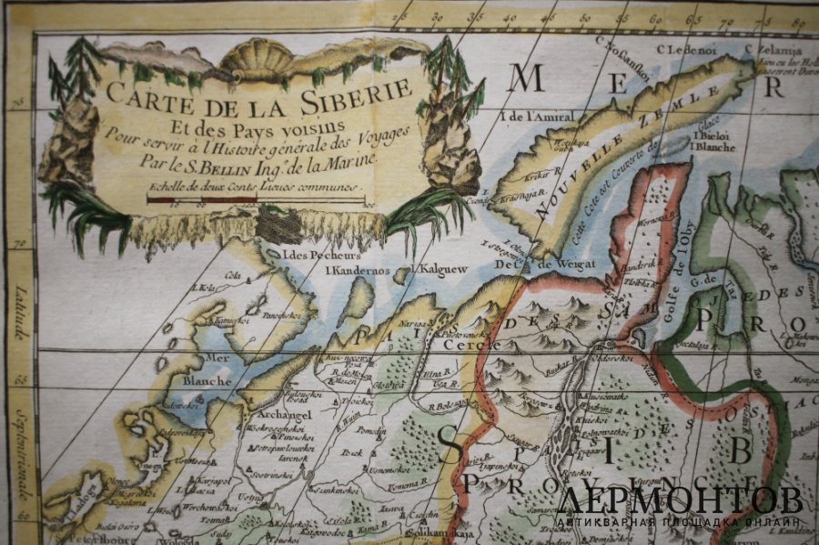 Карта Сибири и соседних стран. Jacques-Nicolas Bellin. Париж, 1757 год.