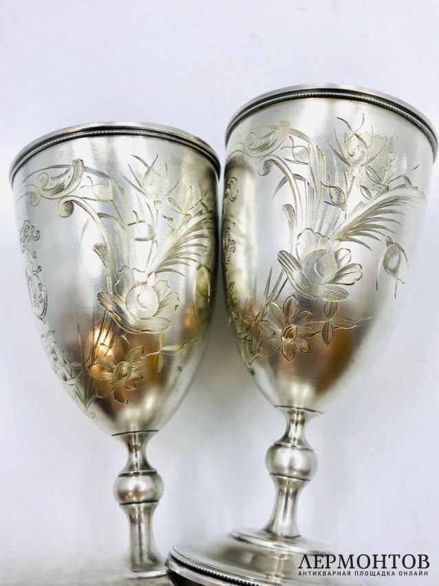 Парные свадебные фужеры. Серебро 84 пробы, Россия, 1899–1908 годы