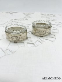 Парные солонки в стиле модерн. Серебро 84, стекло, Лорие, Е. Черятов, 1908–1917