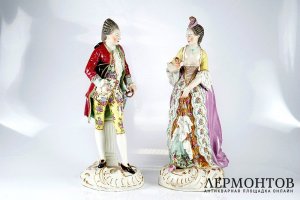 Парная фарфоровая композиция. Ручная роспись. Германия, начало ХХ в.