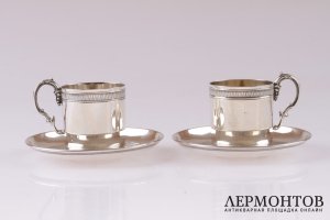 Две кофейных пары Boulenger. Серебро 950. Франция