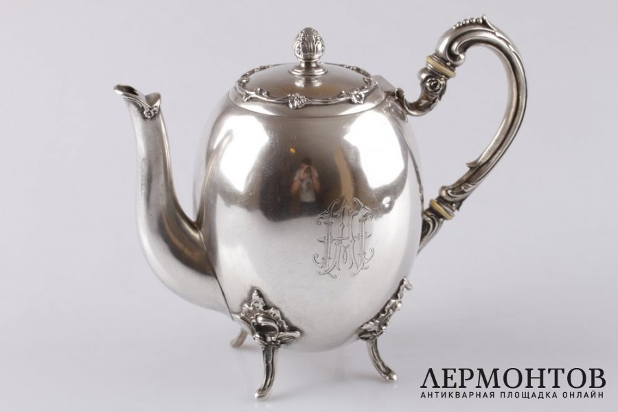 Кофейник в стиле рококо. Серебро 800 пробы. Германия