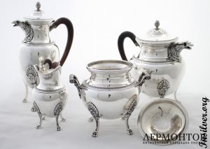 Чайно-кофейный сервиз для двоих. Limousin et Souche. Серебро 950. Франция