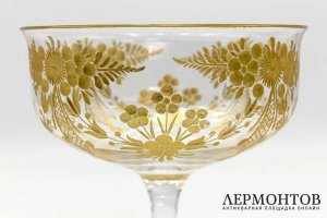 Ваза, конфетница Цветы. Стекло, резьба, золочение. Европа, 1900-1930е гг.