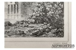 Гравюра. Замок Куси XIII в. Франция, первая половина XIX в . Огюстен Франсуа Леметр.