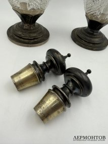 Парные графины. Хрусталь, серебро 84 пробы, фабрика Э. Кортмана, Россия, конец 19 — начало 20 века