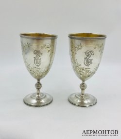 Парные свадебные фужеры. Серебро 84 пробы, Россия, 1899–1908 годы