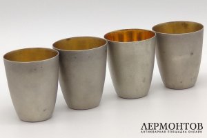 Четыре стопки. Серебро 875 пр., золочение, гравировка. СССР, 1960-80е гг