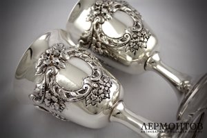 Крупные серебряные бокалы. Серебро 800 пробы. Европа