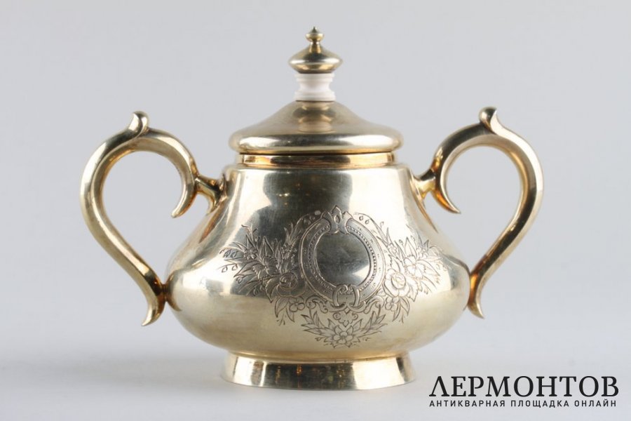 Сахарница. А.Афанасьев. Серебро 84 пробы. Российская империя.