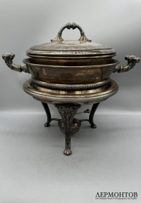 Мармит с горелкой. Металл, серебрение, Meriden Silver Plate Co., США, конец 19 века